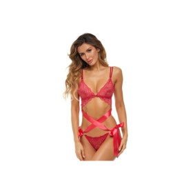 Ensemble 2 pièces dentelle rouge 
